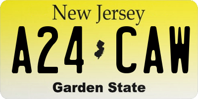 NJ license plate A24CAW