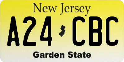 NJ license plate A24CBC