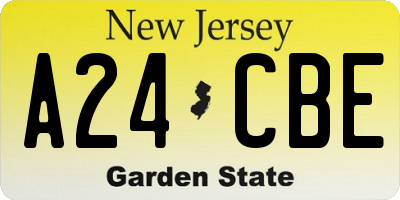 NJ license plate A24CBE