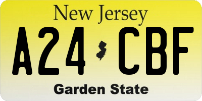 NJ license plate A24CBF