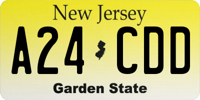 NJ license plate A24CDD