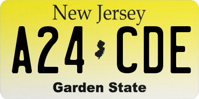 NJ license plate A24CDE