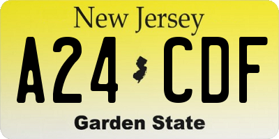 NJ license plate A24CDF