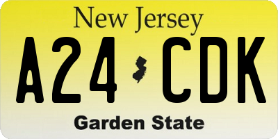 NJ license plate A24CDK