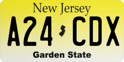 NJ license plate A24CDX