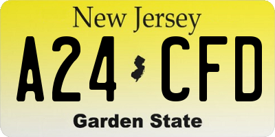 NJ license plate A24CFD