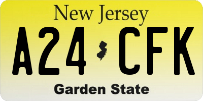 NJ license plate A24CFK