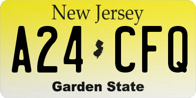 NJ license plate A24CFQ