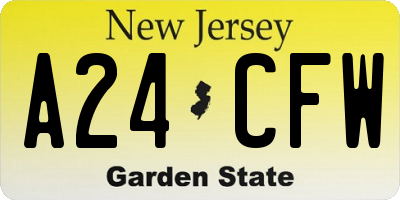 NJ license plate A24CFW
