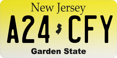 NJ license plate A24CFY