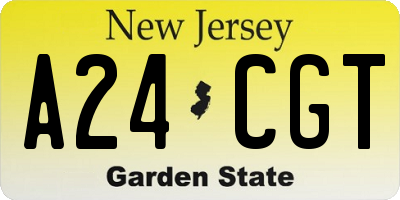 NJ license plate A24CGT