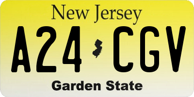 NJ license plate A24CGV