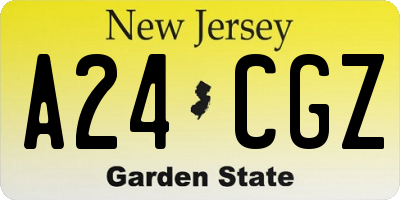 NJ license plate A24CGZ