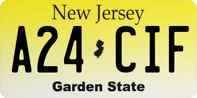 NJ license plate A24CIF