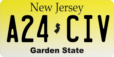 NJ license plate A24CIV