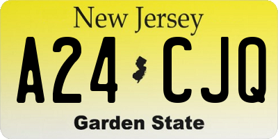 NJ license plate A24CJQ