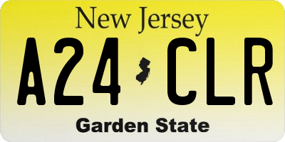 NJ license plate A24CLR