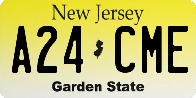 NJ license plate A24CME