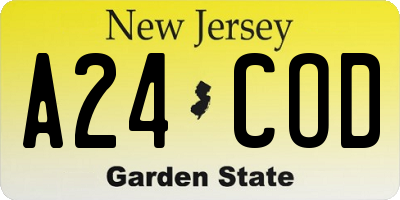 NJ license plate A24COD
