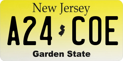 NJ license plate A24COE