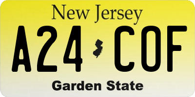 NJ license plate A24COF