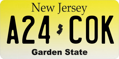 NJ license plate A24COK