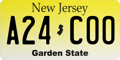 NJ license plate A24COO