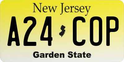 NJ license plate A24COP