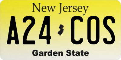NJ license plate A24COS