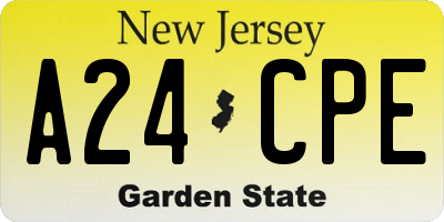 NJ license plate A24CPE
