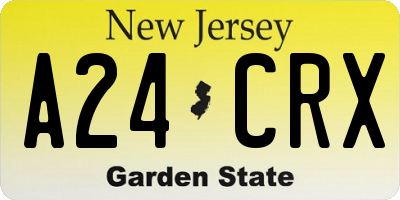NJ license plate A24CRX