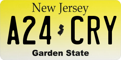 NJ license plate A24CRY