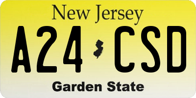 NJ license plate A24CSD