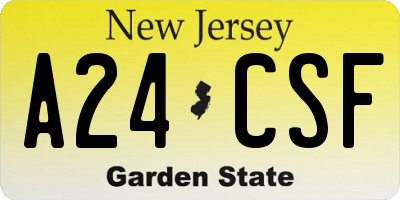 NJ license plate A24CSF
