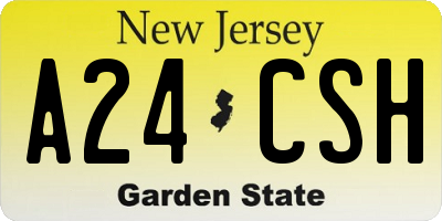 NJ license plate A24CSH