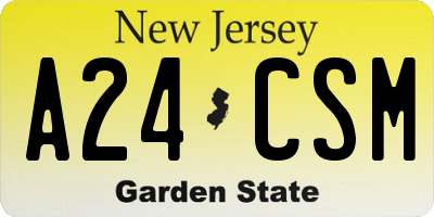 NJ license plate A24CSM