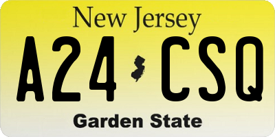 NJ license plate A24CSQ