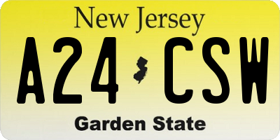 NJ license plate A24CSW