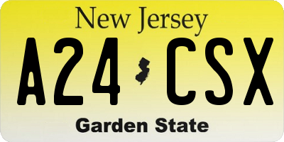 NJ license plate A24CSX