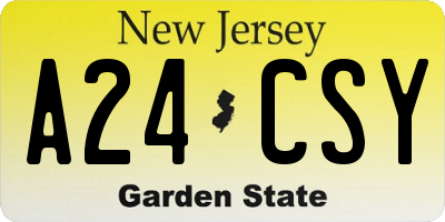 NJ license plate A24CSY