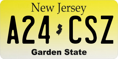 NJ license plate A24CSZ
