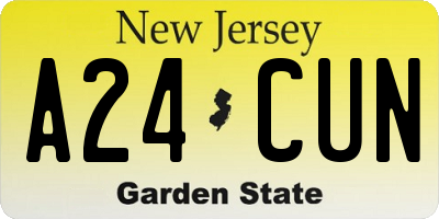 NJ license plate A24CUN