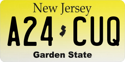 NJ license plate A24CUQ