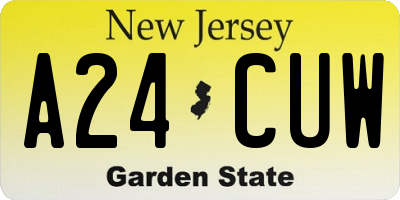 NJ license plate A24CUW