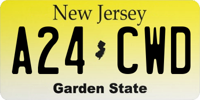NJ license plate A24CWD