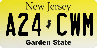 NJ license plate A24CWM
