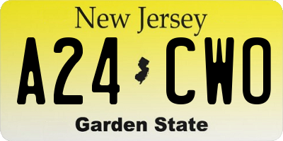 NJ license plate A24CWO