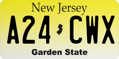 NJ license plate A24CWX