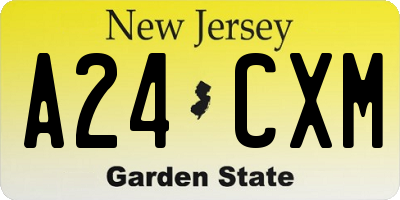 NJ license plate A24CXM