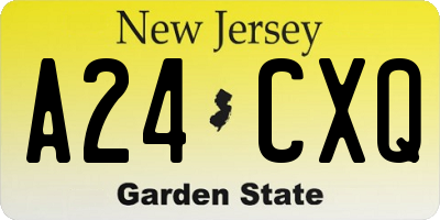 NJ license plate A24CXQ
